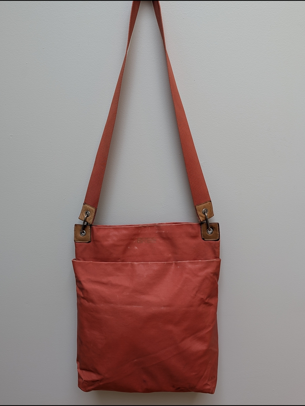 Vintage BREE Coral Orange Large Shoulder Tote Bag Travel Commuter